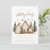 Rustic House Cabin Mountain Holiday Party Kaart (Staand voorkant)