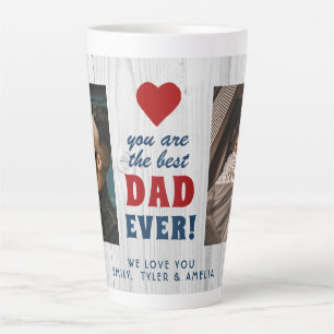 Rustic Hout Beste Papa Ooit Rode Hart 2 Foto Latte Mok