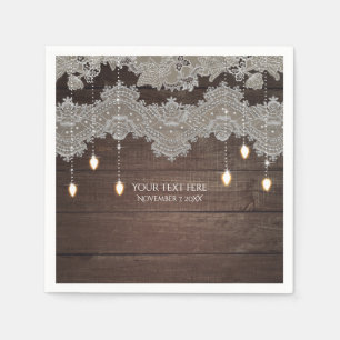 Rustic hout en vintage kant en lichten elegant servet