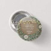 Rustic hout & Eucalyptus Kerstmis Mijnheer & Mevro Ronde Button 3,2 Cm (Voorkant /achterkant)