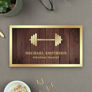 Rustic Hout Gouden Hanteerbare Fitness Persoonlijk Visitekaartje