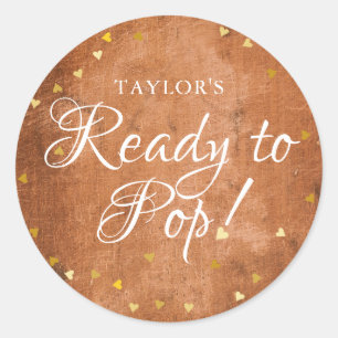 Rustic Hout Gouden Harten Klaar om te Barsten Ronde Sticker