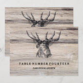 Rustic Hout | Herten Bruidstafel Nummer Kaarten (Voorkant / Achterkant)