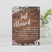 Rustic Hout, Lichten & Kanten Huwelijk Event Kaart (Staand voorkant)