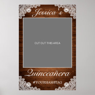 Rustic hout & witte kant Quinceañera fotorekwisiet Poster