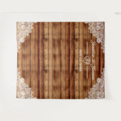 Rustic Hout & Witte Kant Trouw Foto Achtergrond Wandkleed (Voorkant (horizontaal))