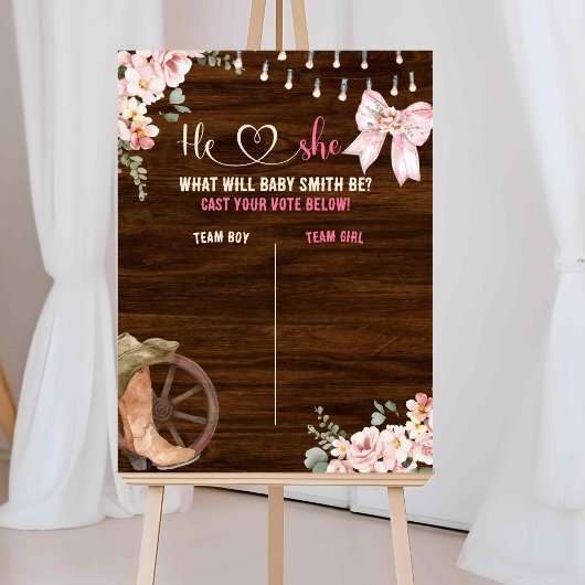 Rustic Houten Bloemengenderonthulling Stemboard Poster