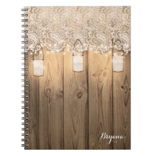 Rustic Houten Kant & Verlichte Metselwerk Potten Notitieboek