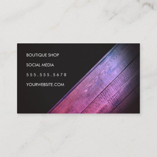 Rustic houten roze versiering vignette visitekaartje (Achterkant)