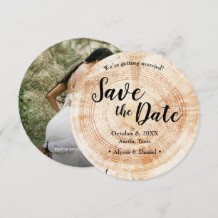 Rustic HOUTEN trouwfoto Save the date Kaart