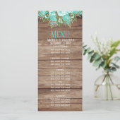 Rustic Houtsvat - Blauwgroen menu Floral (Staand voorkant)