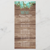 Rustic Houtsvat - Blauwgroen menu Floral (Voorkant)