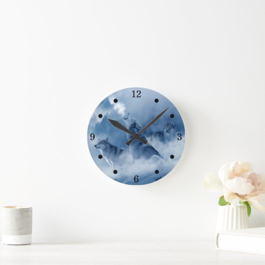 Rustic Howling Wolves Ronde Klok (Huis)