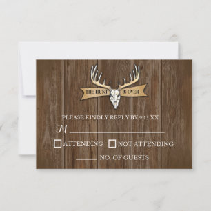 Rustic Hunt Is Over Huwelijks RSVP Kaart