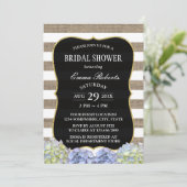 Rustic Hydrangea Burlap Stripes Vrijgezellenfeest Kaart (Staand voorkant)