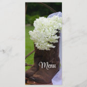 Rustic Hydrangea Cowboy Boots Western Wedding Menu (Voorkant)
