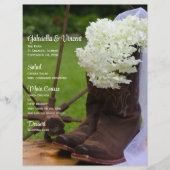 Rustic Hydrangea Cowboy Boots Western Wedding Menu (Voorkant)