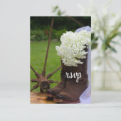 Rustic Hydrangea Cowboy Boots Western Wedding RSVP Kaartje (Staand voorkant)