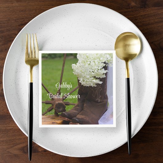 Rustic Hydrangea en Cowboy Boots Vrijgezellenfeest Servet