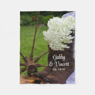 Rustic Hydrangea en Cowboy Boots Western Wedding Fleece Deken