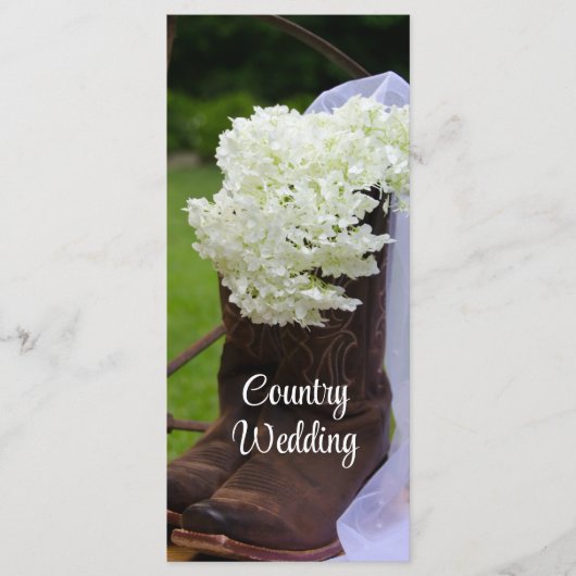Rustic Hydrangea en Cowboy Boots Western Wedding Programma (Voorkant)