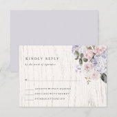 Rustic Hydrangea Floral | Wood Weddenschap RSVP Kaartje (Voorkant / Achterkant)