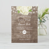 Rustic Hydrangea & String Lights Barn Wood Wedding Kaart (Staand voorkant)