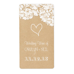 Rustic Hydrangeas Floral Wedding Wine Etiket