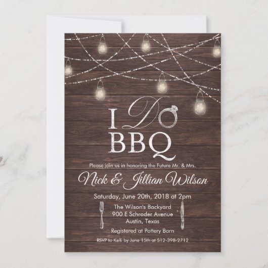 Rustic I DO BBQ Couples Showwwvous Invitation (Devant)