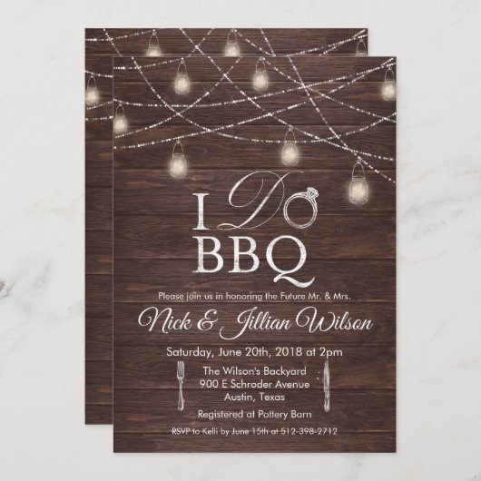 Rustic I DO BBQ Couples Showwwvous Invitation (Devant / Derrière)