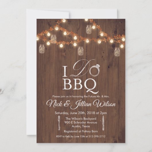 Rustic I DO BBQ Couples Showwwvous Invitation (Devant)