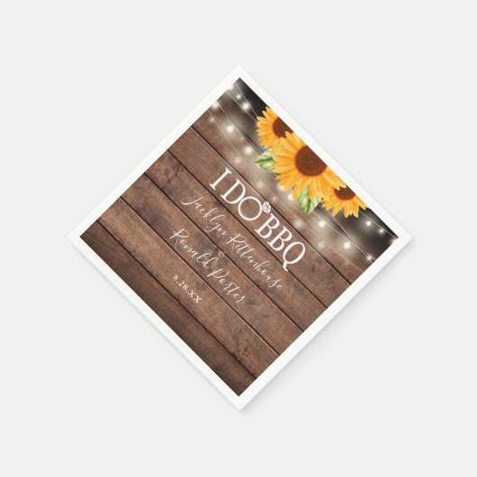 Rustic I Do BBQ Sunflower String Lights Verloving Servet (Hoek)