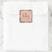 Rustic I Do BBQ Verloving Feest Koppels Bruiloft Vierkante Sticker (Tas)