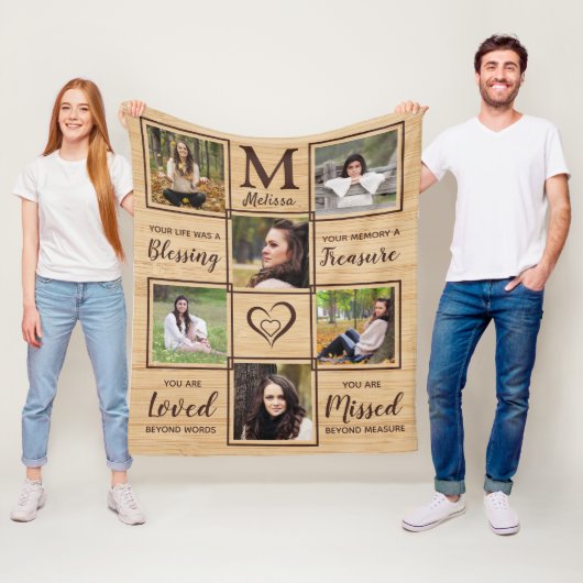 Rustic in Loving Memory Memorial Keepomwille Photo Fleece Deken (In situ)