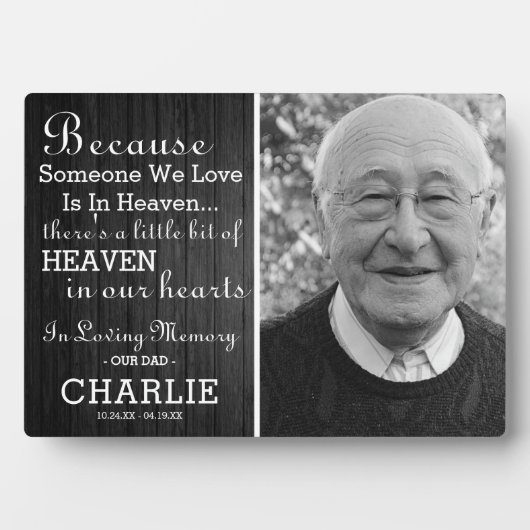 Rustic in Loving Memory Photo Herembryo Fotoplaat (voorkant)