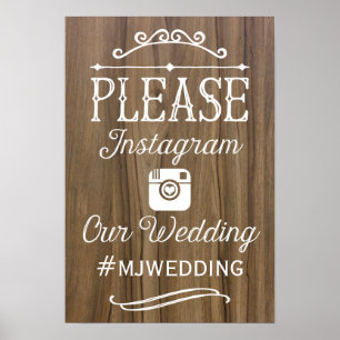 Rustic Instagram Hashtag Sign   Weddenschap-decor Poster