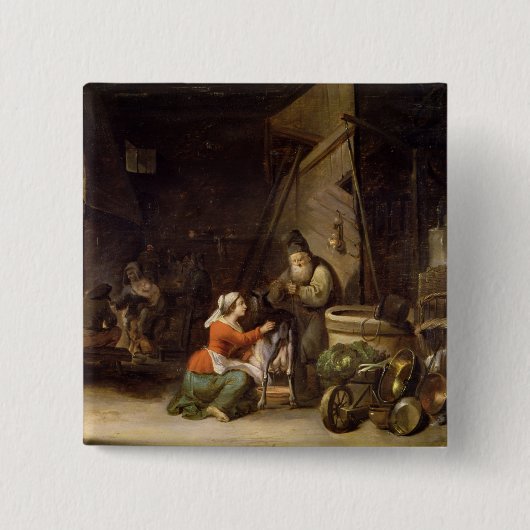 Rustic Interior Vierkante Button 5,1 Cm (Voorkant)