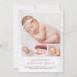 Rustic Introduction Baby Birth Notice Feestdagenkaart