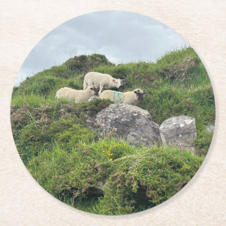 Rustic Ireland - Drie Ierse schapen Ronde Kartonnen Onderzetter