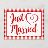 Rustic is net getrouwd met Red Gingham checkt brui Aankondigingskaart (Voorkant)