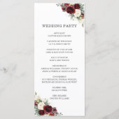 Rustic Ivory Bourgogne Floral Wedding Programme (Dos)