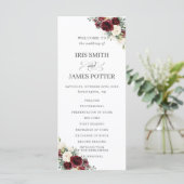 Rustic Ivory Bourgogne Floral Wedding Programme (Debout devant)