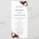 Rustic Ivory Bourgogne Floral Wedding Programme (Devant)