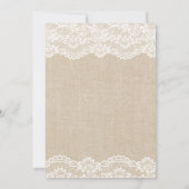 Rustic Ivory Burlap Lace Floral Mason Jar Wedding Kaart (Achterkant)