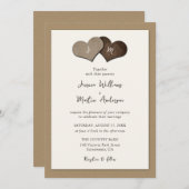 Rustic Ivory Kraft Paper Wedding Invitations Kaart (Voorkant / Achterkant)