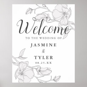 Rustic Ivory Magnolia Flowers Weddenschap Welkomst Poster