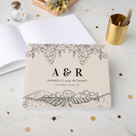 Rustic Ivory Vineyard Napa Valley Winery Wedding Gastenboek (Voorkant open)