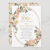 Rustic Ivory White Rose 100e verjaardag Kaart (Voorkant / Achterkant)