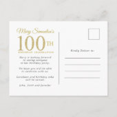 Rustic Ivory White Rose 100e verjaardag Uitnodiging Briefkaart (Achterkant)