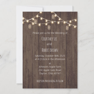 Rustic Jar Barn Wedding Invitation Kaart